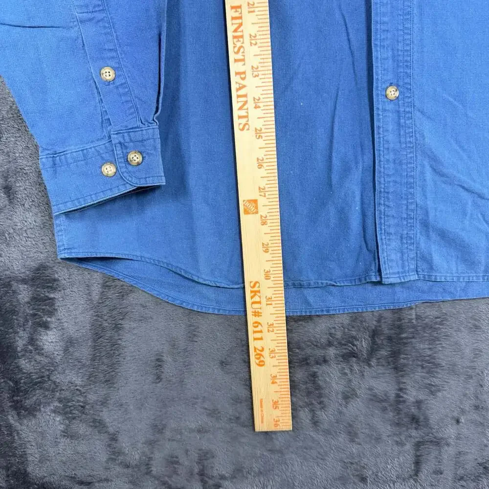 Vtg 80s Banana Republic Mens L Heavyweight Cotton Long Sleeve Blue Shirt